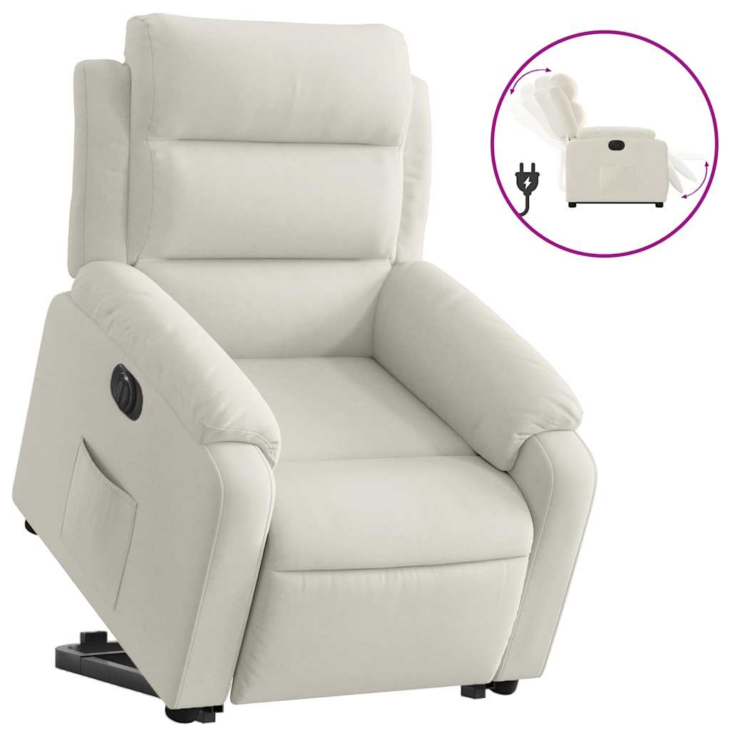 Electric Recliner Chair with Rising Function Cream Velvet