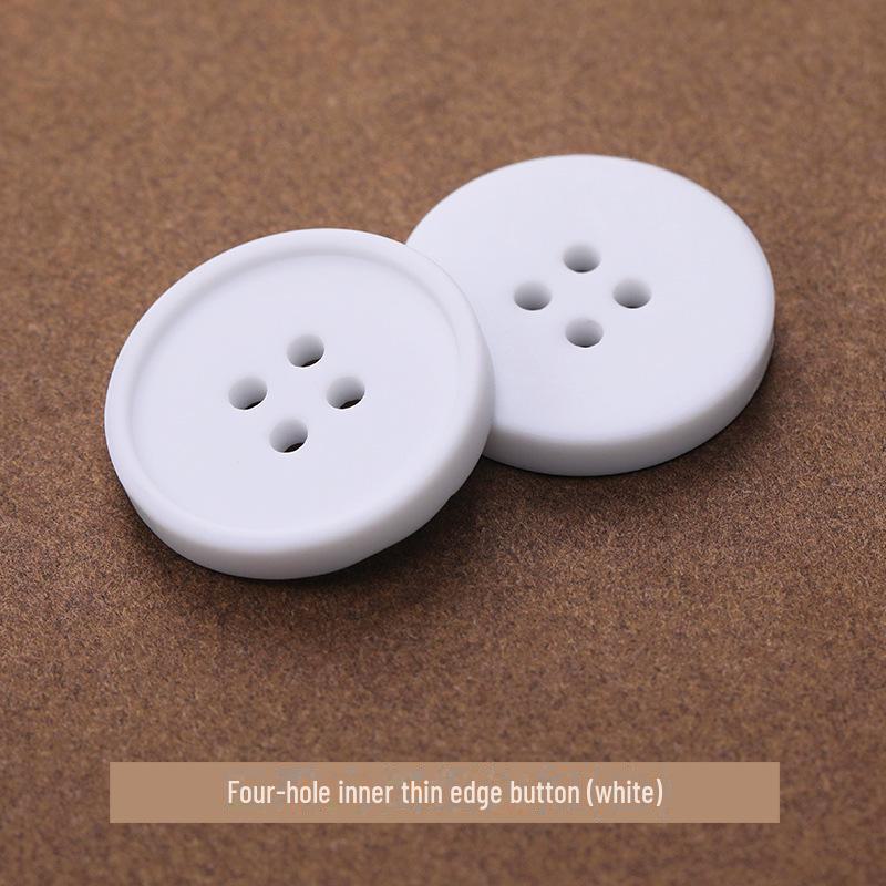 Resin Button Set: Black and White, Two-Eye & Four-Eye for Shirts, Suits, Trousers, and Pants