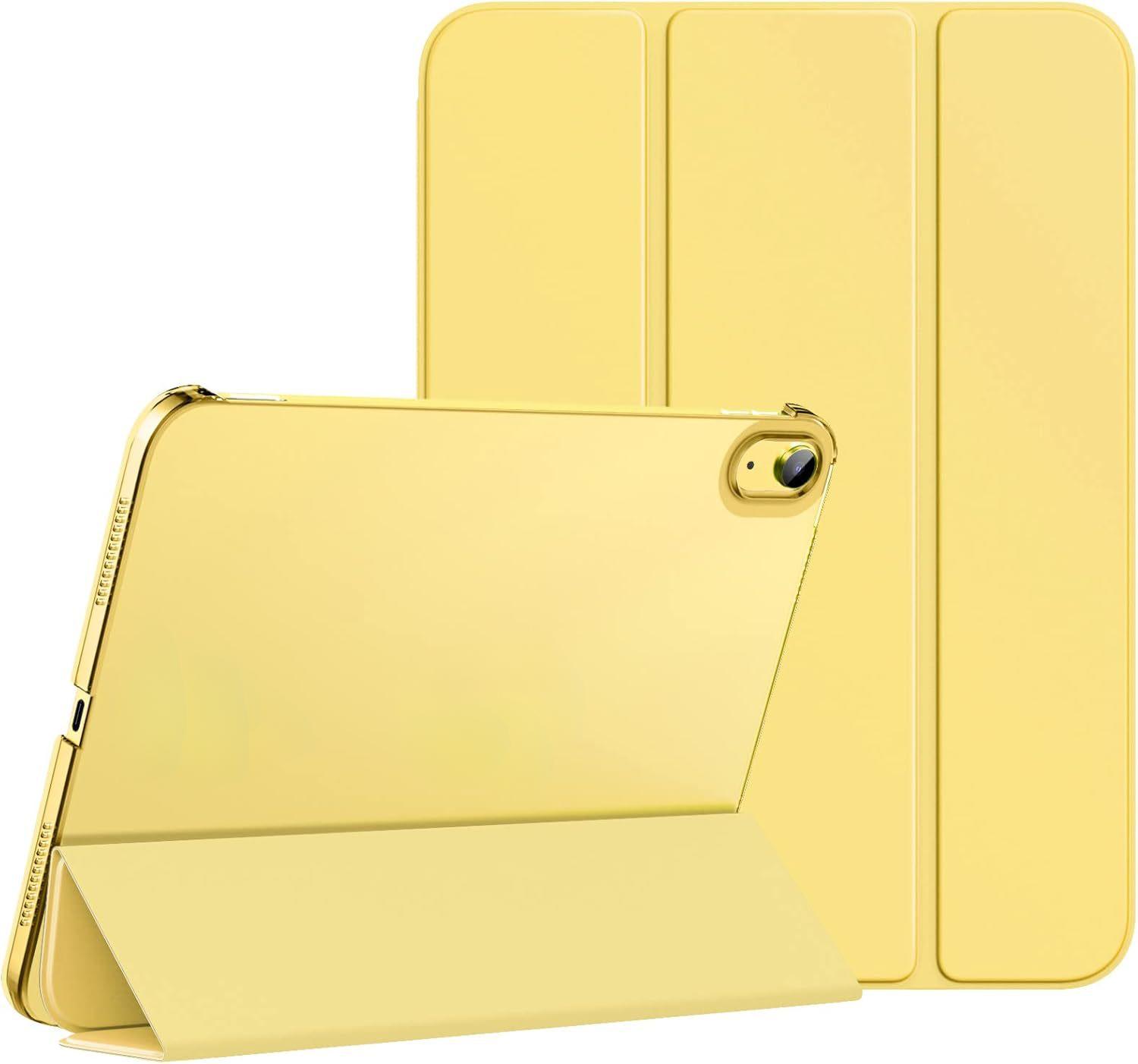 For IPad 10 Tablet Protective Case 10.9in Tri-Fold Semi-Transparent PC Clear Frosted Mini6/7 IP 10.2in-20-21 лимонно-желтый