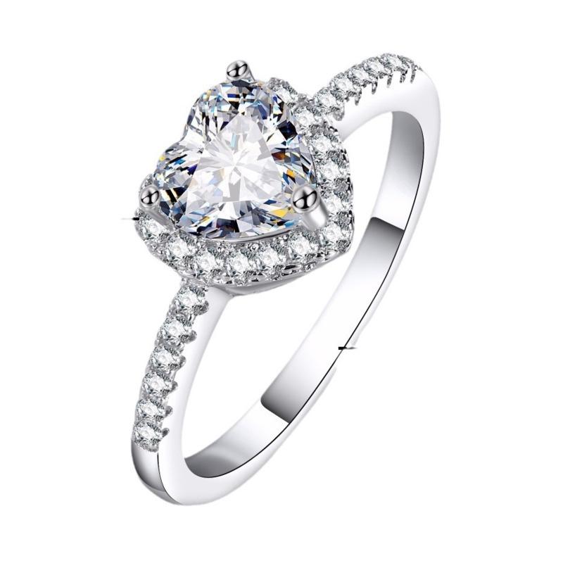 

Gica Gema Европа и Соединенные Штаты Модное креативное кольцо с сердечком и цирконом, подарок на день Святого Валентина, кольцо для пары-исповедь About 17.5mm белый