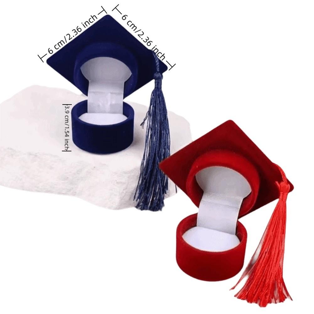 Velvet-Lined Graduation Cap Jewelry Box Phd Cap-Shaped Graduation Ring Box  Presentation Box