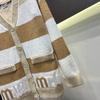 Trendy European Knit Cardigan: High-Quality Autumn/Winter New Arrival with Letter Jacquard and Striped Color Block Design