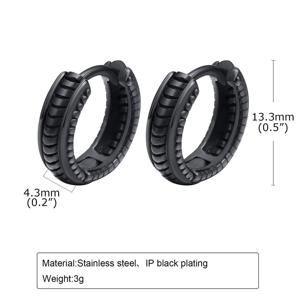 Ethnic Huggies Earring for Men Boys,Punk Stainless Steel Hoop Earring,Male Pierced Earring Jewelry Gift