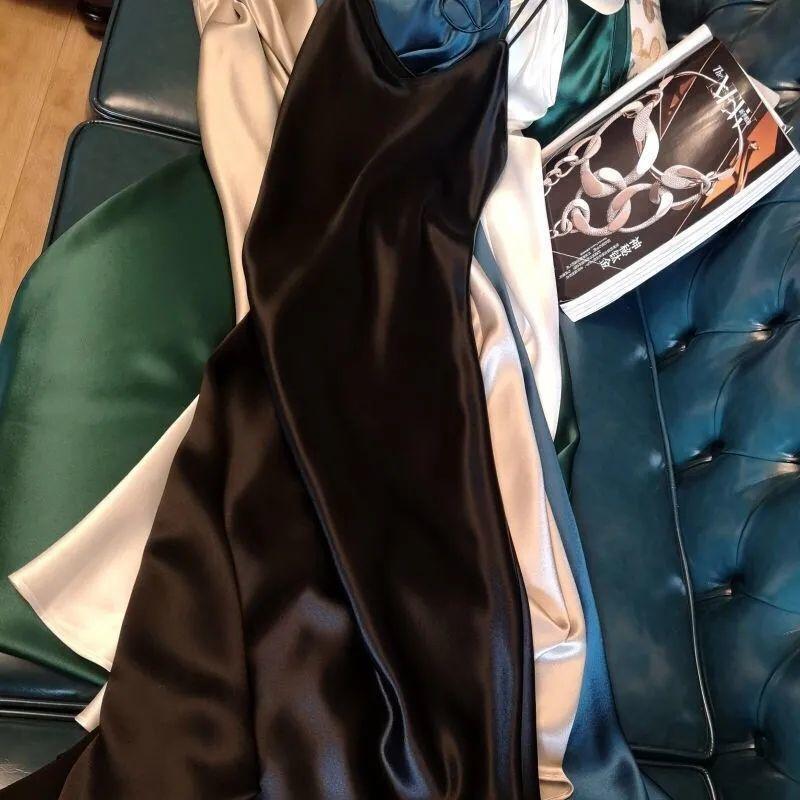 

Популярное женское новое платье из триацетата, длинная атласная юбка на подтяжках, вечерние платья, длинные роскошные женские вечерние платья 2XL