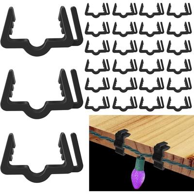 30-Pack Christmas Light Clips – 7/8-Inch Eave & Patio Light Clips – Durable Plastic For Gutters, Rooftops – Indoor/Outdoor – Black/White/Green