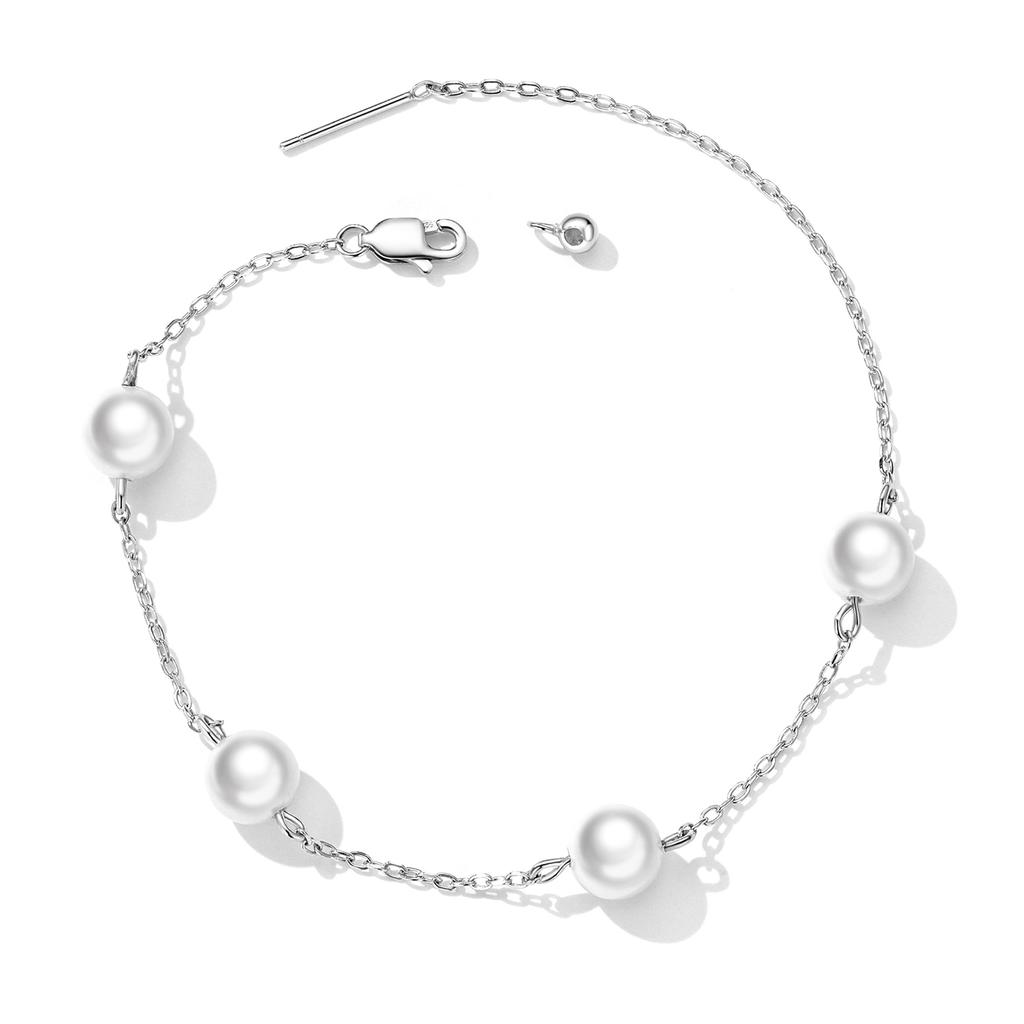 925 Sterling Silver Shell Pearl Bead Wome Bracelet Delicate Adjustable Fine Jewelry Wedding Gift BSB090
