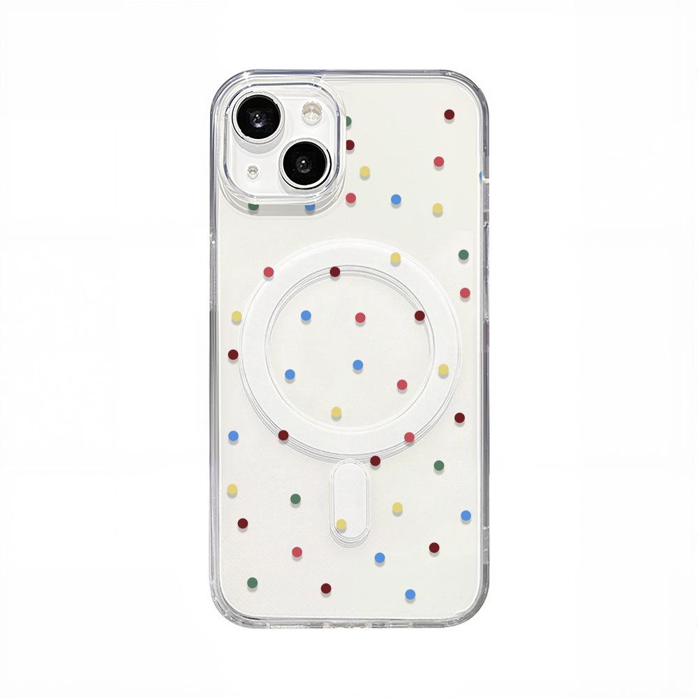 Japan and South Korea color polka dots are suitable for Apple 17ProMax magnetic mobile phone case iPhone16 niche 16/15 hard case x