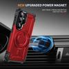 For Samsung Galaxy S25 Magnetic Case Lens Kickstand PC + TPU Shockproof Phone Cover
