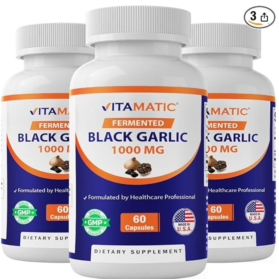 [Vitamatic] Fermented Black Garlic 1000mg, 60 Capsules (500mg per capsule)