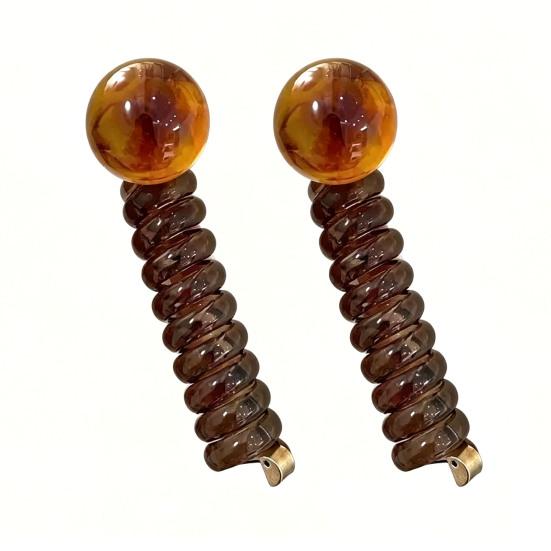 2Pcs Hair Tie for Women, Spiral Design Hair Bands, Thick Elastic Hair Ropes for Ponytails Buns, No Pulling or Snagging Large Bead Hair Tie