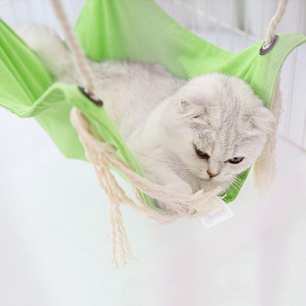 Solid Color Linen Cotton Cat Hammock Wear Resistant Cat Swinging Nest  Summer