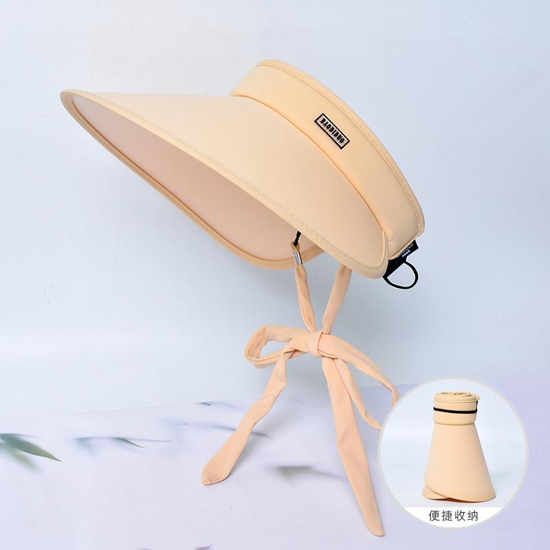 Ice silk ribbon sun protection sun hat uv protection sun hat women's color changing large eaves empty top hat trendy 8261