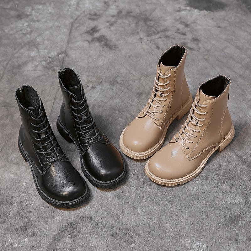 Black Martin boots women's zipper high-top autumn and winter waterproof casual shoes women's thick-soled trendy versatile boots