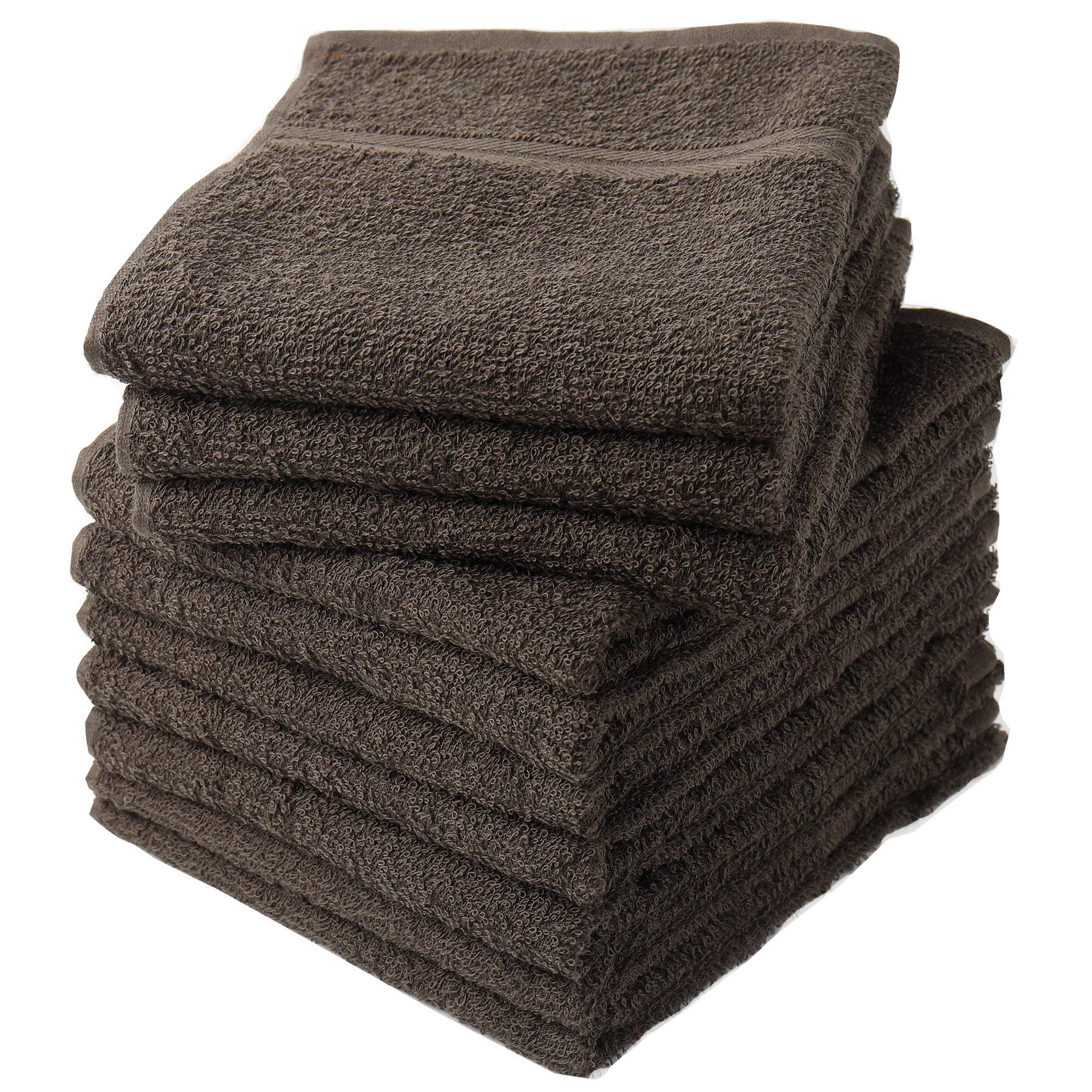 

Senshu Towel Face Towels, Thin (180 Momme), Made in Japan, 100% Cotton, Absorbent, Quick-Drying, Commercial Use, Set of 10, Brown