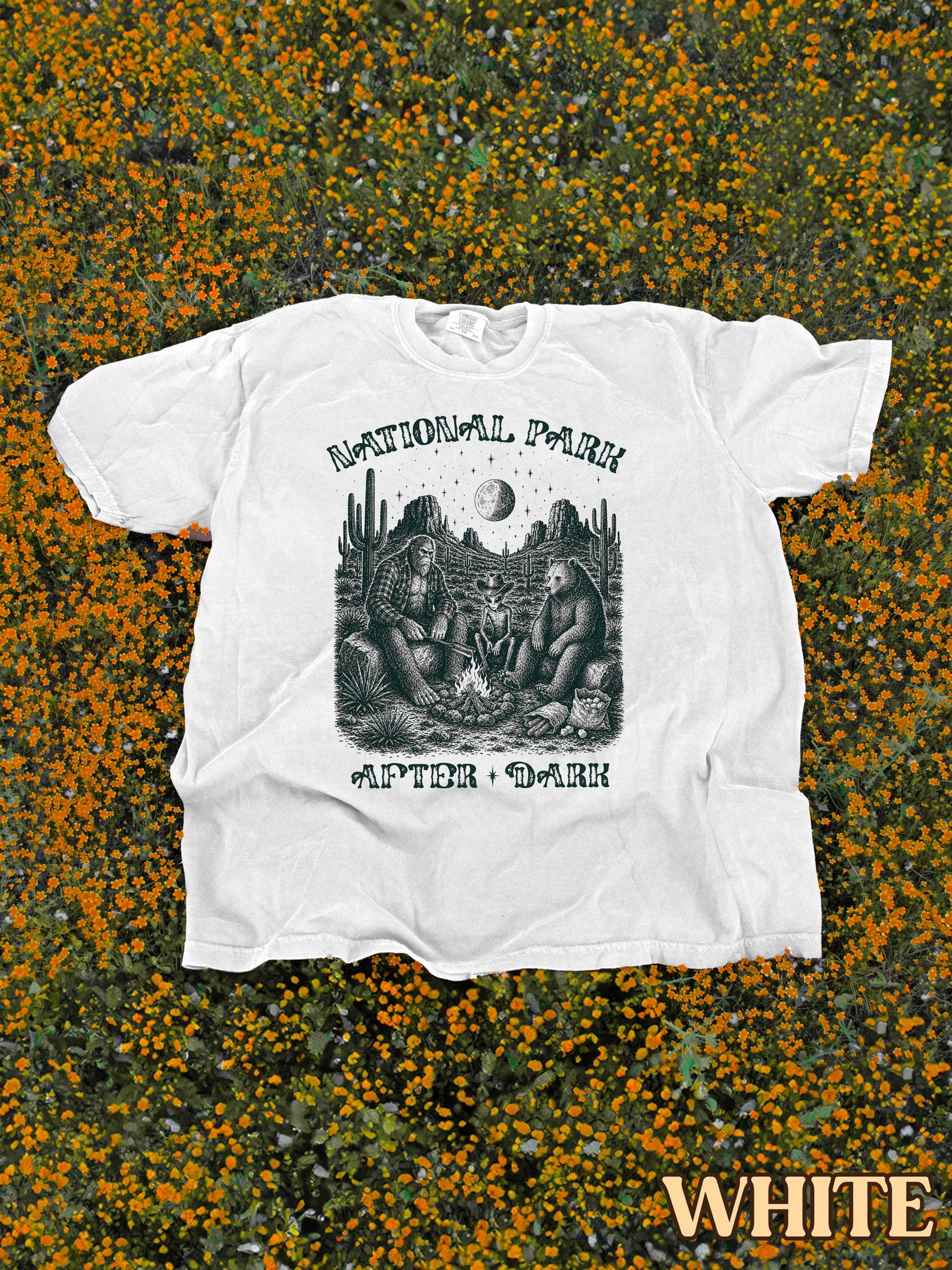 National Park After Dark T-Shirt, National Park Shirt, 100% Cotton CC1717 Unisex Funny Camping Shirt, BigFoot Shirt, Cowboy Western T-Shirt S