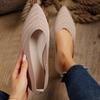 New Spring and Summer Solid Color Pointed Flat Bottom Comfort Ladies Shoes Soft Bottom Large Casual Breathable Women's Knitted Shoes