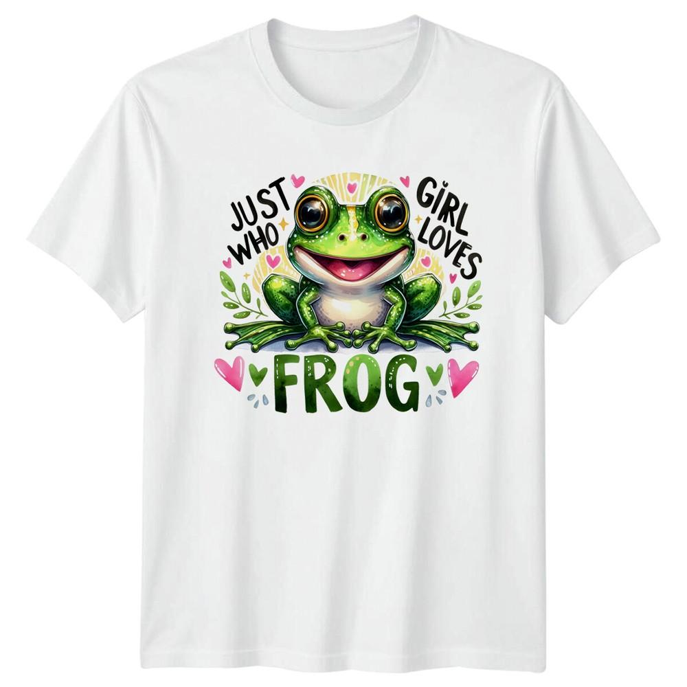 Just Who Girl Loves Frog TShirt Cute Animal Pun Tee S