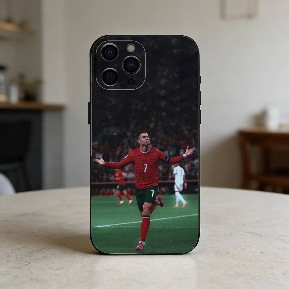 R-ronaldo קריר cr7 כיסוי טלפון סיליקון שחור רך לאייפון 17,16,15,14,13,12,11,SE,פלוס פרו מקס