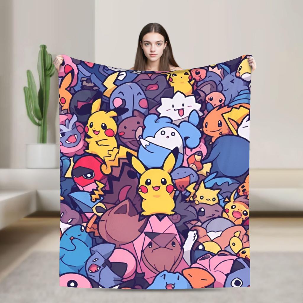 RIPSuper Soft Cartoon Pikachus Throw Blanket Premium Flannel Fleece Lightweight Bed Blanket Cozy Fluffy Bedspread All Season UseR-I-P