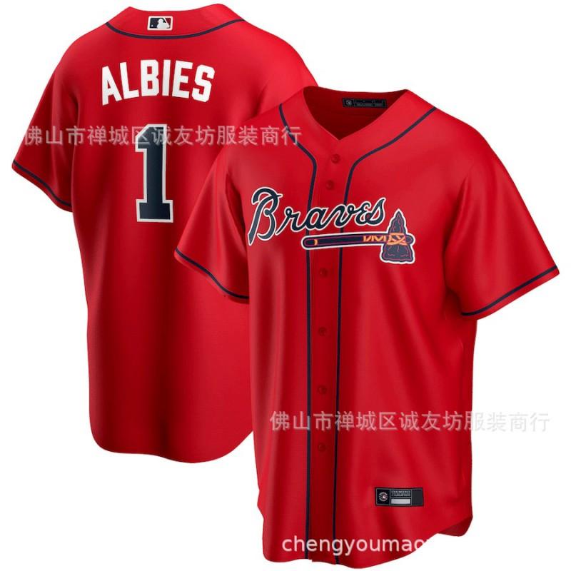 Mens White Champion Edition MLB Atlanta Braves Ozzie Albies Baseball Jersey Unisex Sportswear Fall Winter