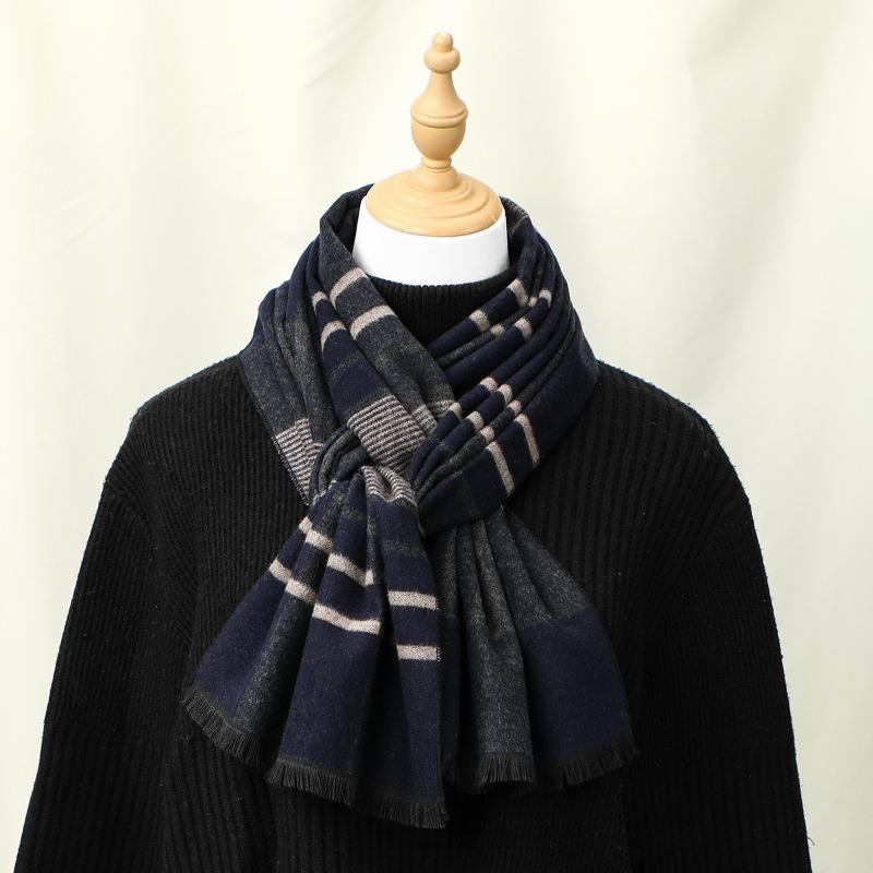 Light Luxury High-end Men's Plaid Imitation Cashmere Versatile Scarf Fashionable New Autumn and Winter Men's and Women's Warm Scarf