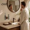 Minimalist Shaver Stand Wall Mounted Toothbrush Holder, Stainless Steel And Wood with Hollow Razor Rack Drainage Design, Suction Cup Storage