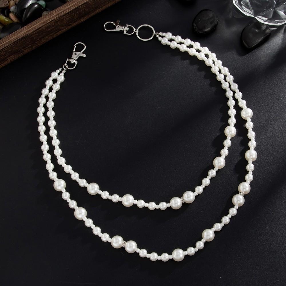 Fashion Imitation Pearl Pants Chain Metal Punk Bead Jeans Waist Chain Gift Waist Belt