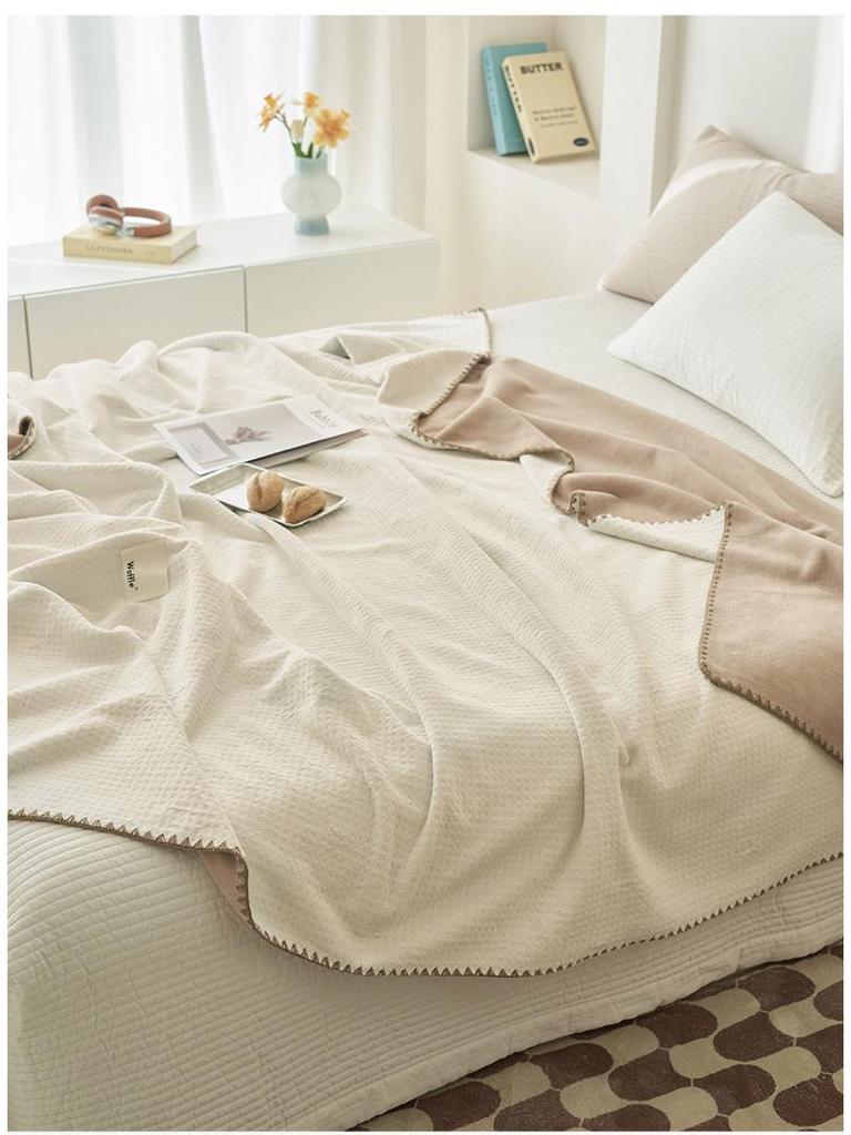 Plush Velvet Waffle Blanket - Thick Winter Throw for Bed, Sofa, or Office Nap.