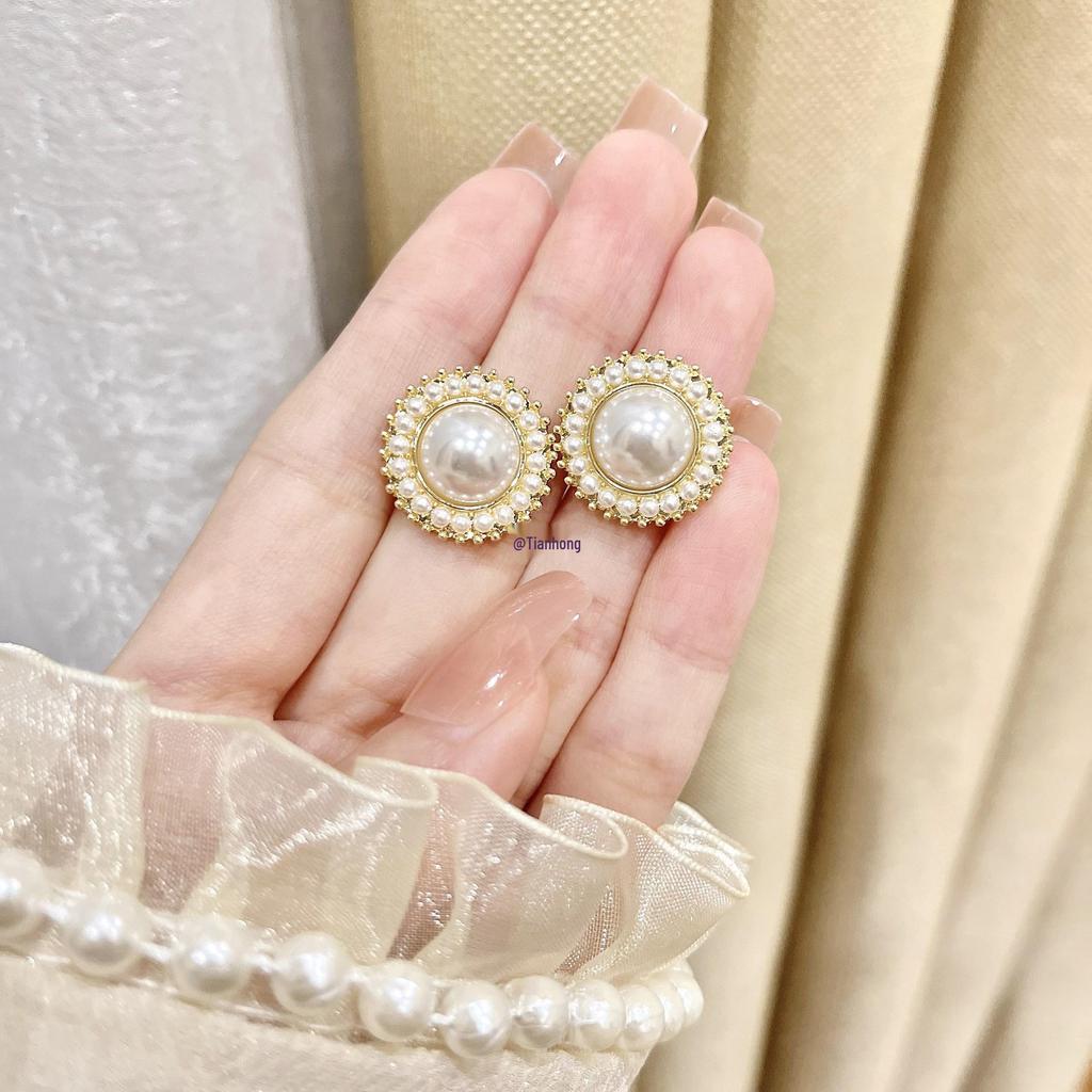 Pearl Stud Earrings for Women 2025: Trendy Retro Hong Kong Style Ear Clips Accessories