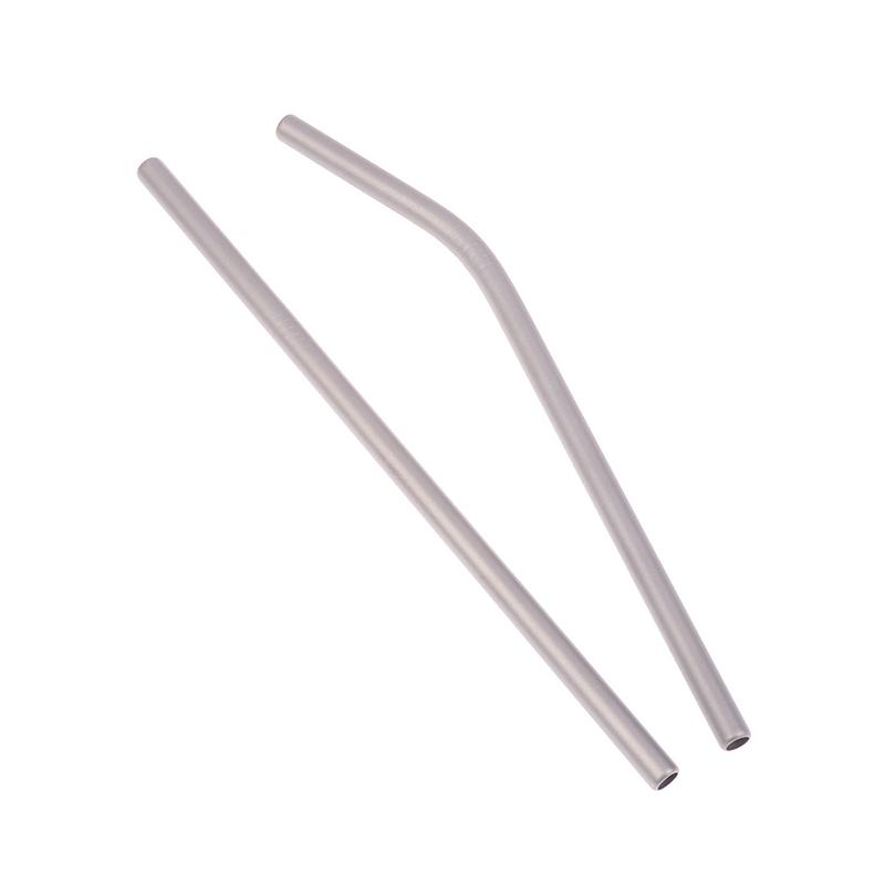 Reusable Pure Titanium Straight/Bend Straws Sandblasted With Cleaning Brush For Medicine Milk Tea Beverages