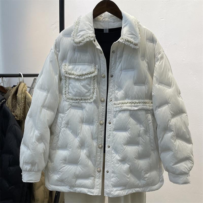 Xiaoxiangfeng down  women's medium and long 2024 winter new fashionable foreign-style white duck down warm