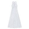 Gentle Wind Striped Bow Neck V-neck Dress Women's Summer Seaside Vacation A-shaped Dress French Temperament Long Dress