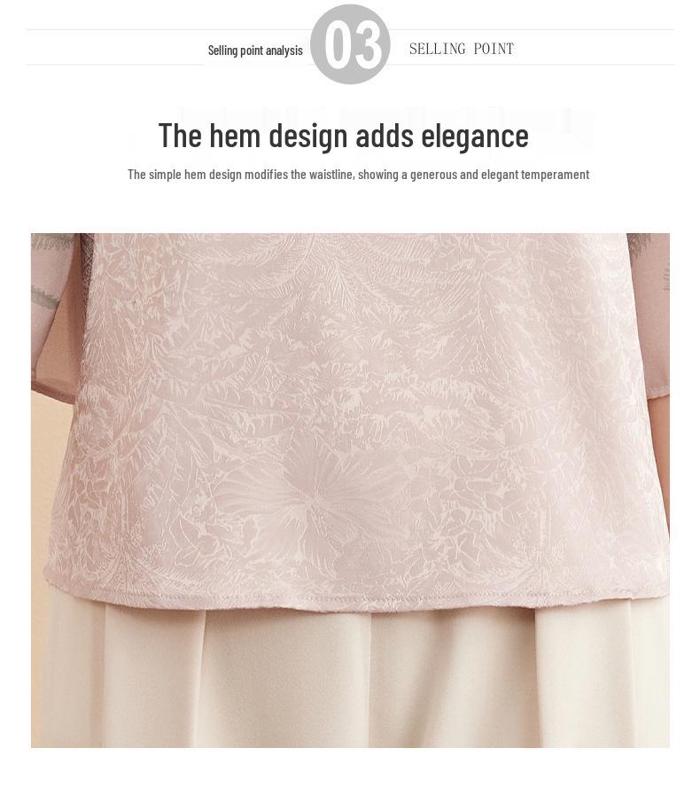 Mom's Stylish Chinese Stand Collar Chiffon Top for Spring/Summer - Seven-Sleeve Blouse for Middle-Aged & Elderly Women