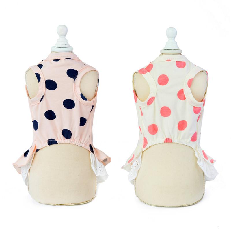 Fashion Dot Bow Cat Dog Dress Skirt Summer Sweer Pet Princess Dresses for Small Dogs Shih Tzu Yorkshire Clothing Puppy Clothes