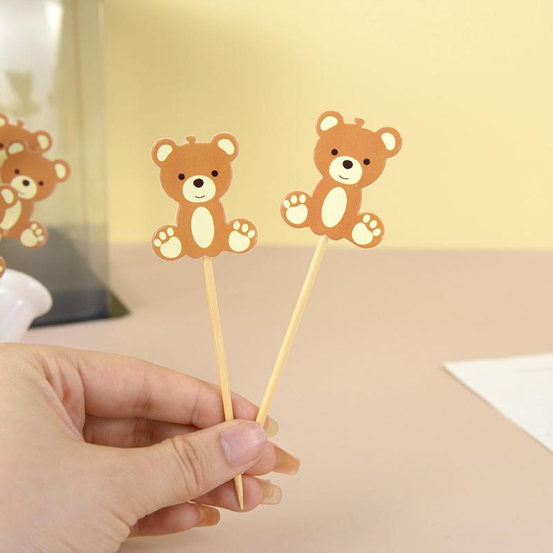 20pcs Cute Bear Food Picks Cake Dessert Toothpicks Fruit Forks Wedding Birthday Party Baby Shower Decoration Supplies Christmas
