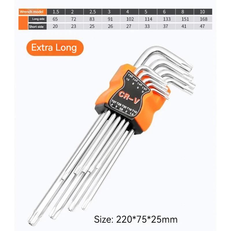 9PCS Double-End L Type Screwdriver Hex Allen Key Torx Wrench Set Screwdriver Bits Star Spanner Key Hand  Repair Tools