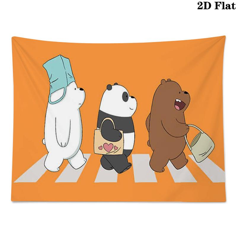 We Bare Bears Cartoon Wall Tapestry Aesthetic Wall Hanging Printed Fabric Blanket Decorative Tapestries for Bedroom Living Room Home Decor