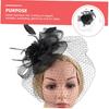 Mesh Flower Headband with Plume Accent, Black Cocktail Tea Party Hat for Women and Special Occasion Accessory