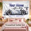 Car Racing (68) Theme Wall Tapestry Customized With Name Text Personalized Hanging Tapestry For Bedroom Living Room Decor