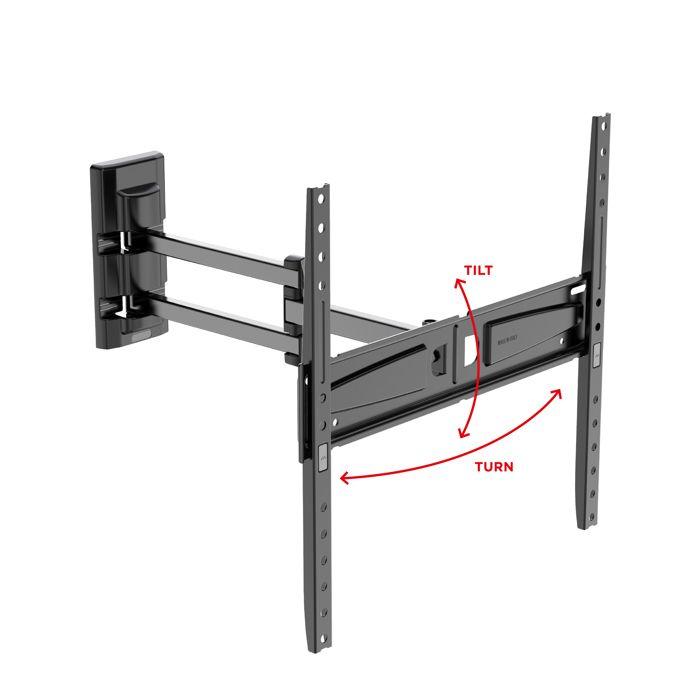 Meliconi - Support mural TV Inclinable et Orientable FDR 400 FLAT FB - Grand angle - Pour Tv 40" à 75" - VESA 200/300/400