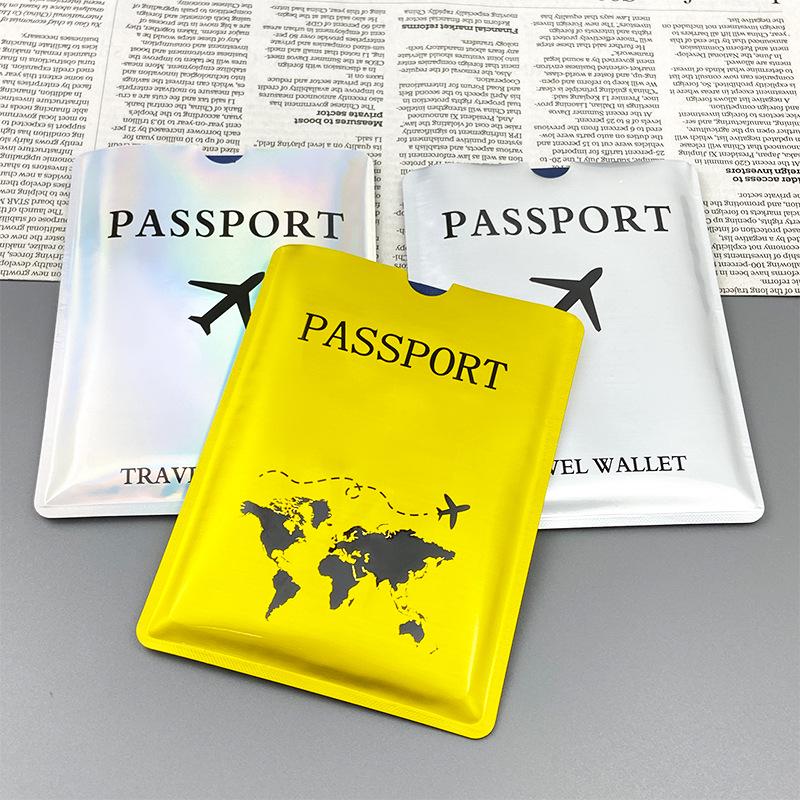 Cross-Border Anti-Theft RFID Blocking Passport Holder - Magnetic Protection, Gold/Silver/Black Map Design