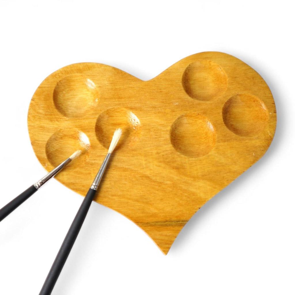 Mini Wooden Palette for Painting-Heart Shape, Handmade Paint Palette for Acrylic, Oil, Watercolor, Gouache Painting, Ideal
