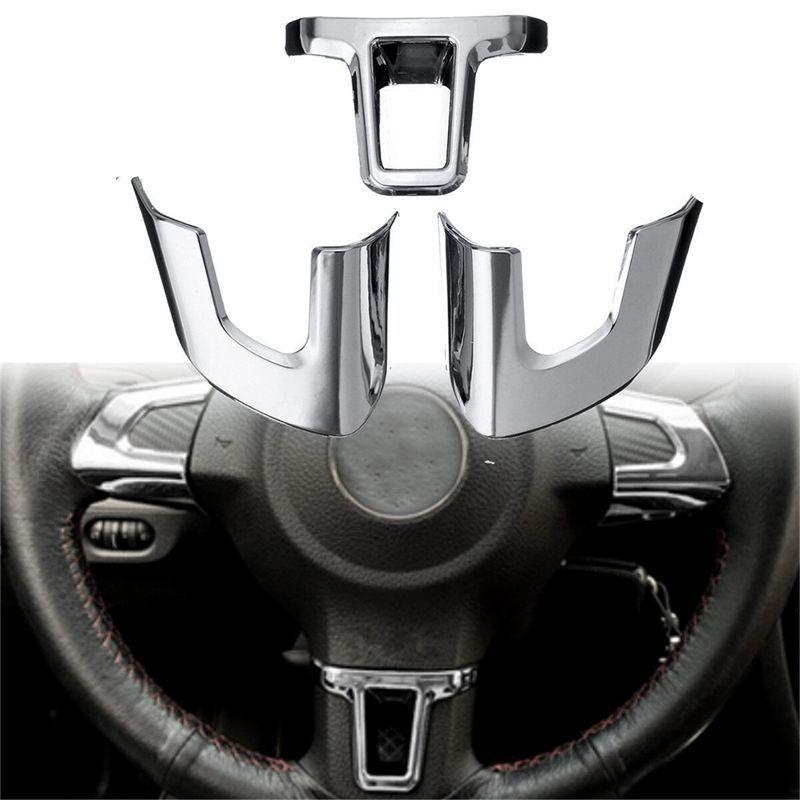 Durable-ABS Chrome Car Steering Wheel Decoration Cover Trim Sticker Fit For VW GOLF POLO JETTA MK5 MK6 Bora Accessories