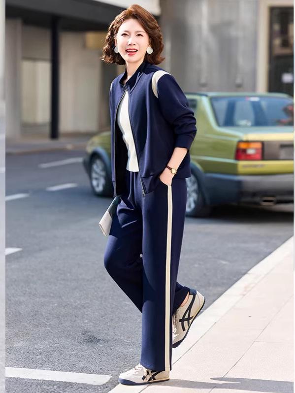 2026 Stylish Women's Spring/Fall Two-Piece Suit for Middle-Aged and Elderly: Casual Outerwear