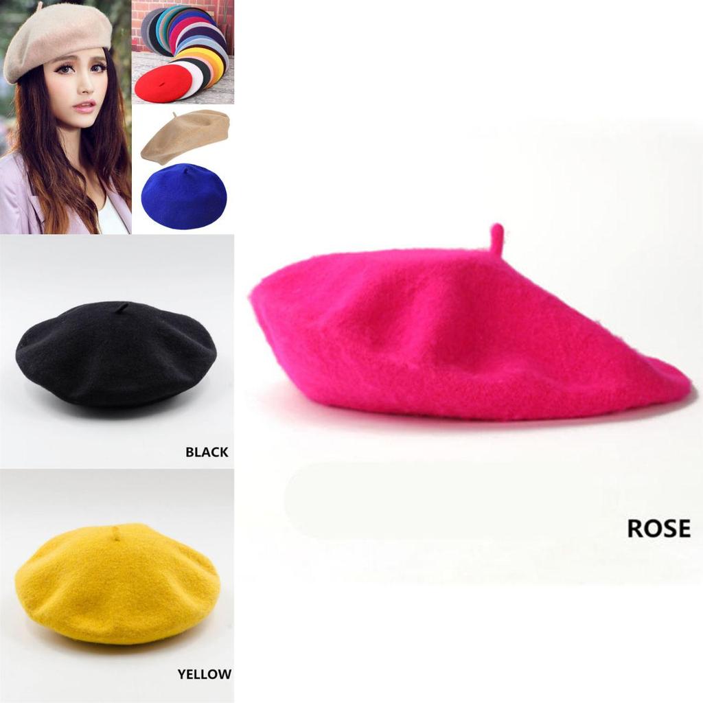 Stylish Women Solid Wool Beret French Artist Beanie Hat For Cozy Winter Days