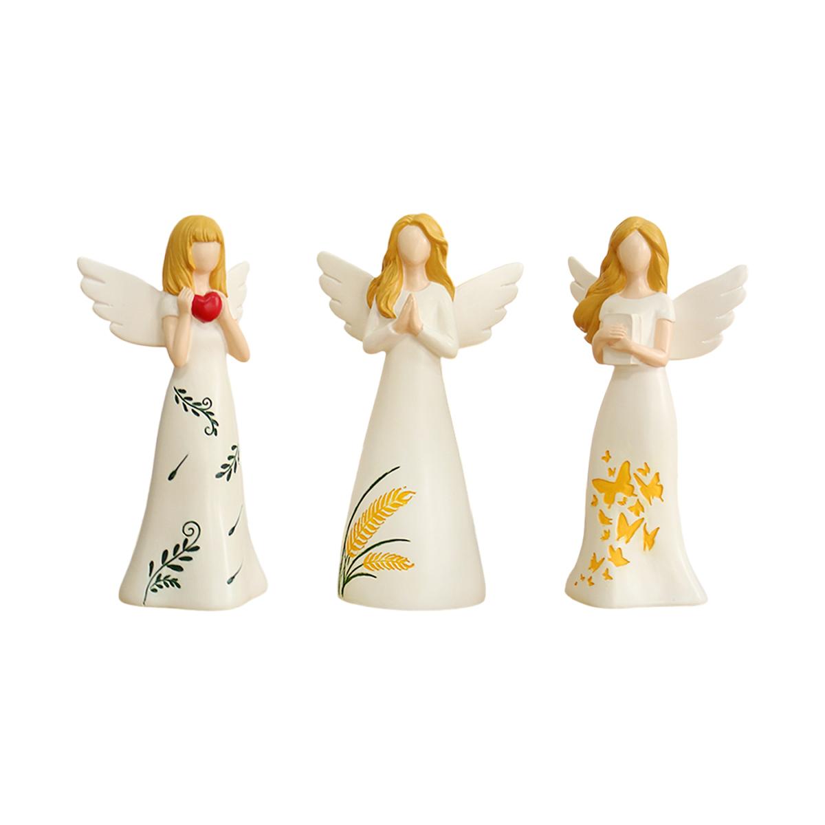 

3PCS butterfly long skirt three sisters love angel, creative home decoration decorations, Christmas gifts, hand-painted resin cr
