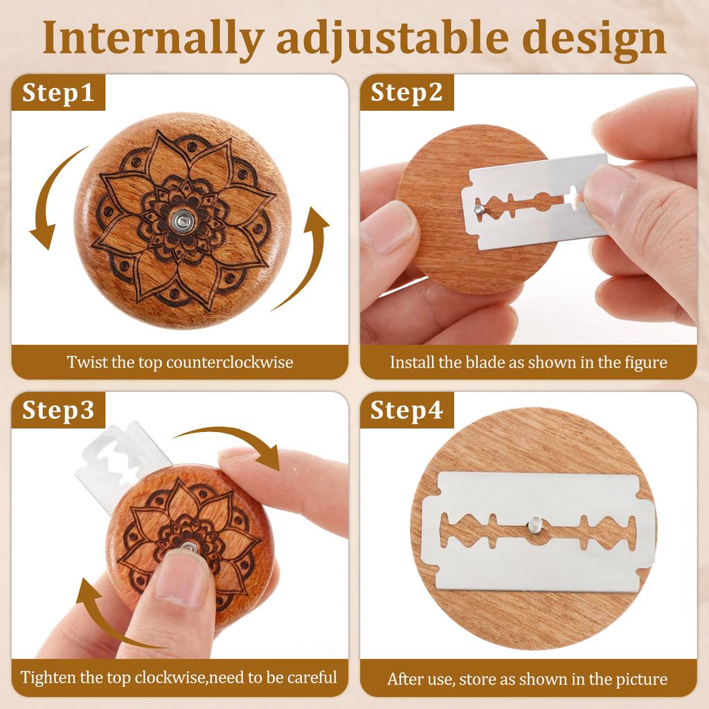 Bread Bakery Lame Tool Wooden Scraper Bread Knife/Slicer/Cutter Dough Bakery Scoring Lame with Blade Portable Bread Scoring Tool