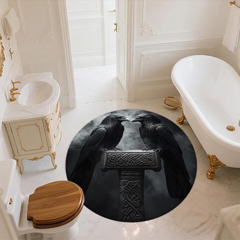 Crow,Round Area Rug,Carpet Rug for Living Room Bedroom Sofa Playroom Decor,Non-slip Floor Mat