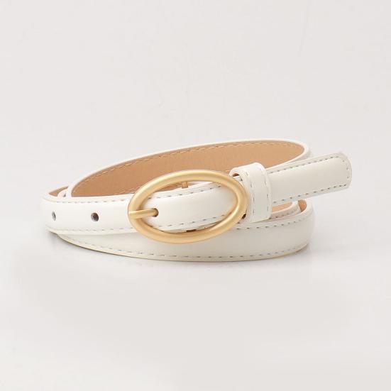 Women Belt Metal Oval Buckle Decor Multi Holes Design Adjustable Length Belt Imitation Leather Waist Strap Shirt Sweater Accessory