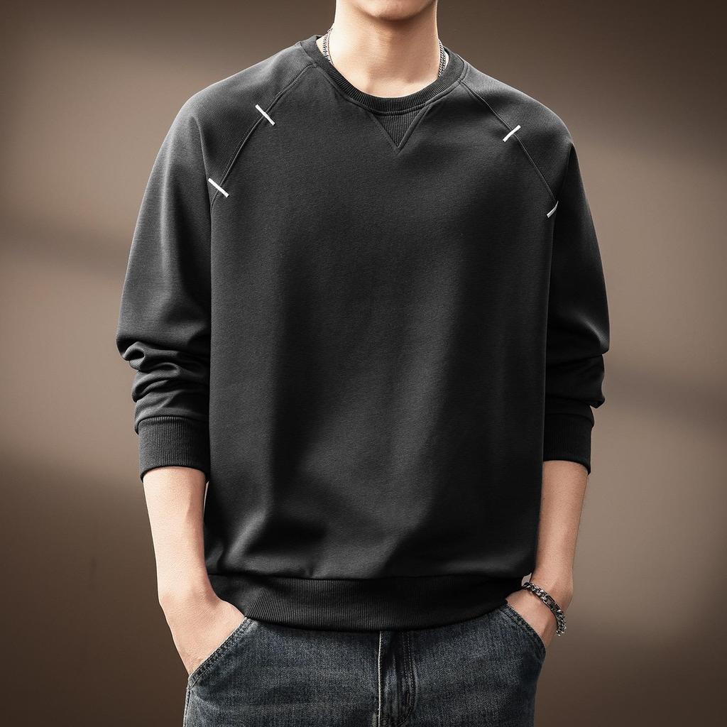 Men's Trendy Patchwork Long-Sleeve Hoodie - Autumn Casual Loose Fit Round Neck